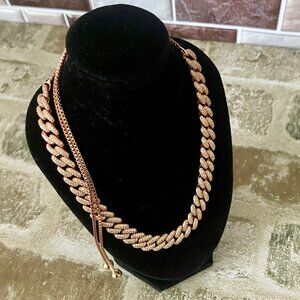 14K Rose Gold plated adjustable Cuban Necklace choker
